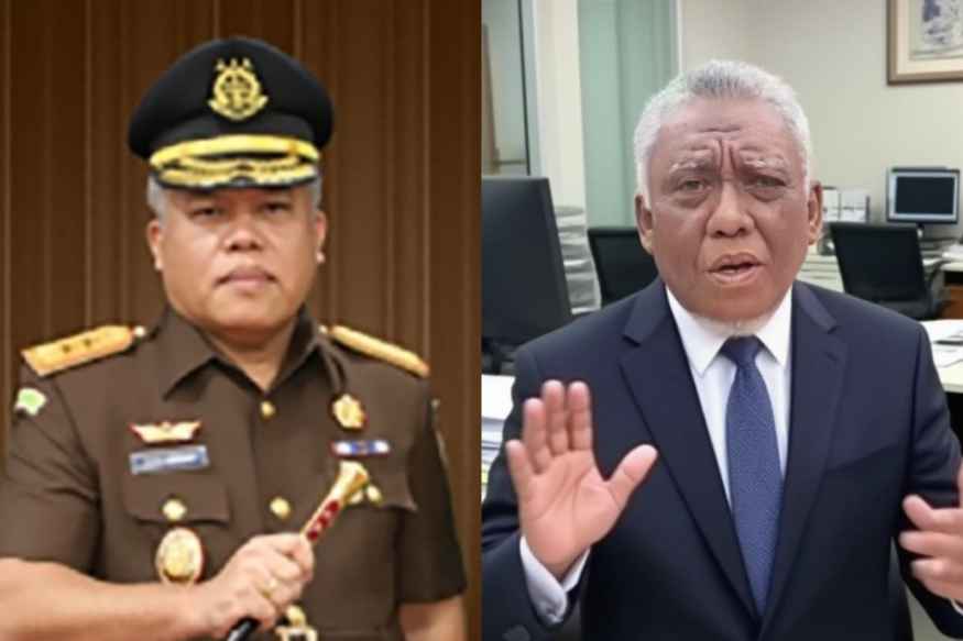 Kiri, Kepala Kejaksaan Tinggi Negeri Sumatera Utara (Kajatisu) Harli Siregar. Kanan, Direktur Eksekutif Lembaga Independen Pemerhati Pembangunan Sumut (LIPPSU), Azhari A. M Sinik