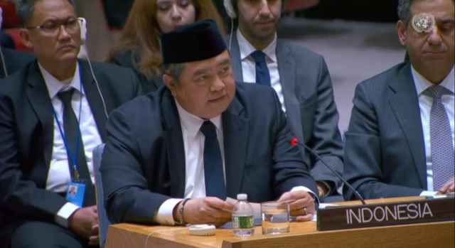 IMG-20260401-WA0014 Duta Besar Indonesia untuk PBB Umar Hadi dalam Sidang Dewan Keamanan PBB di Markas PBB di New York, Selasa siang waktu setempat, 31 Maret 2026.